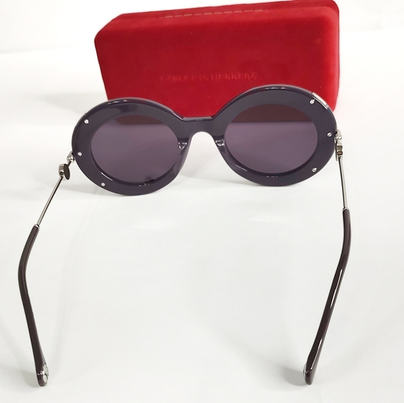 Carolina Herrera Sunglasses CH0020 Violet Oval Round Oversized Acetate - Picture 7 of 16